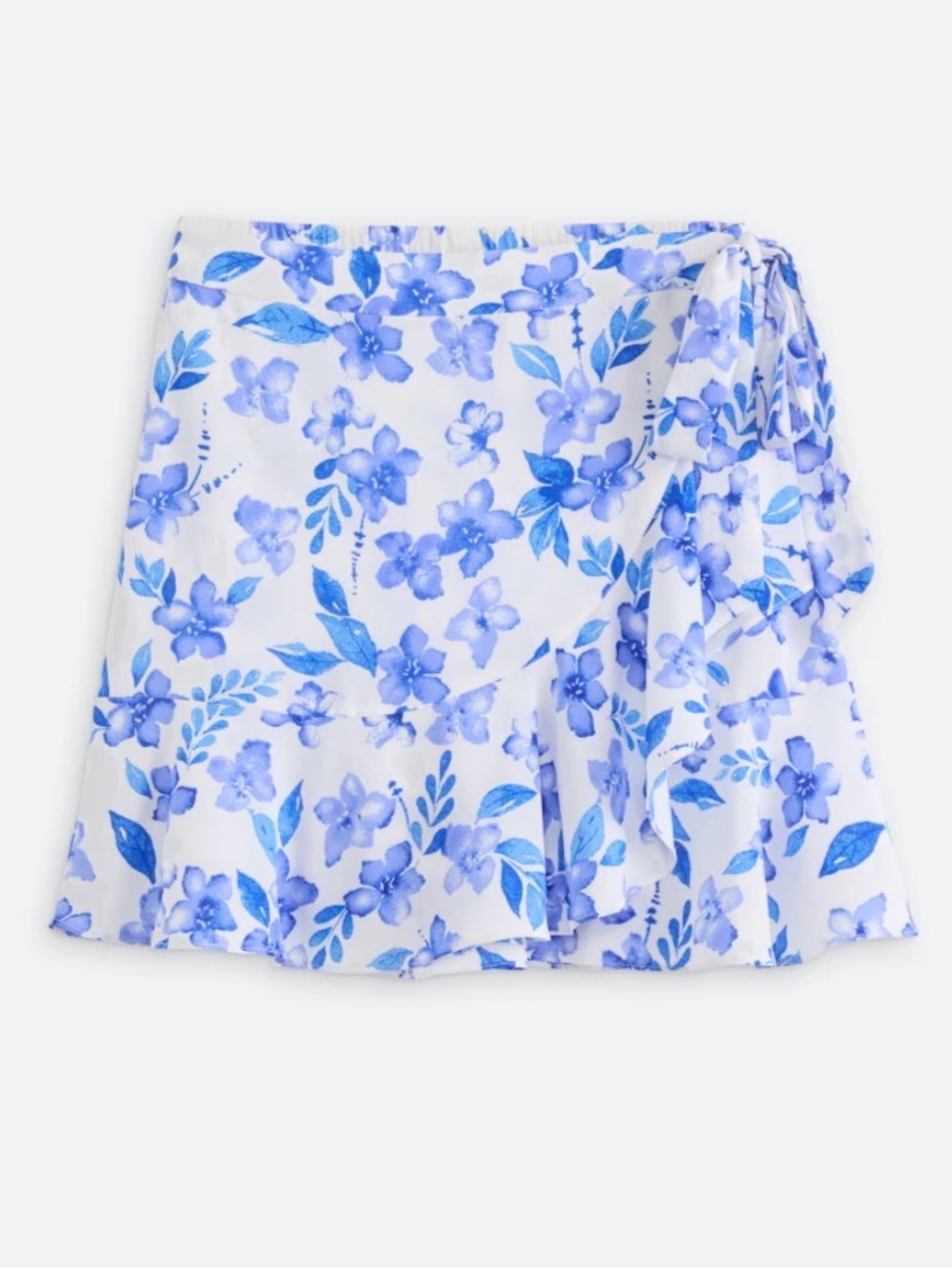 41 HAWTHORN -Stitch Fix Wrap Front Blue Floral Chiffon Mini Skirt $59 - Picture 2 of 13